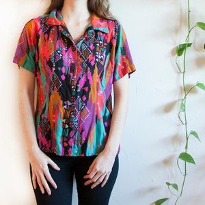 Vintage 90s Southwest Abstract Button Up Shirt